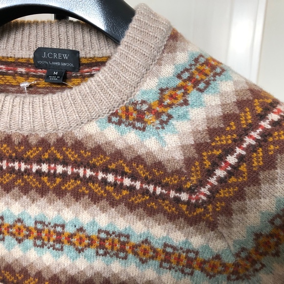 J Crew Men's Fair Isle Sweater, Brown Multi-Colour Size Medium NEW WITH TAGS - Picture 5 of 6